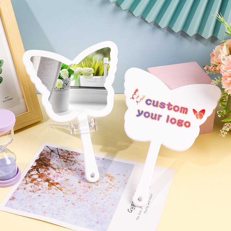 Handheld Mirror Factory - Hot Sales Plastic Custom Logo Large Size Butterfly