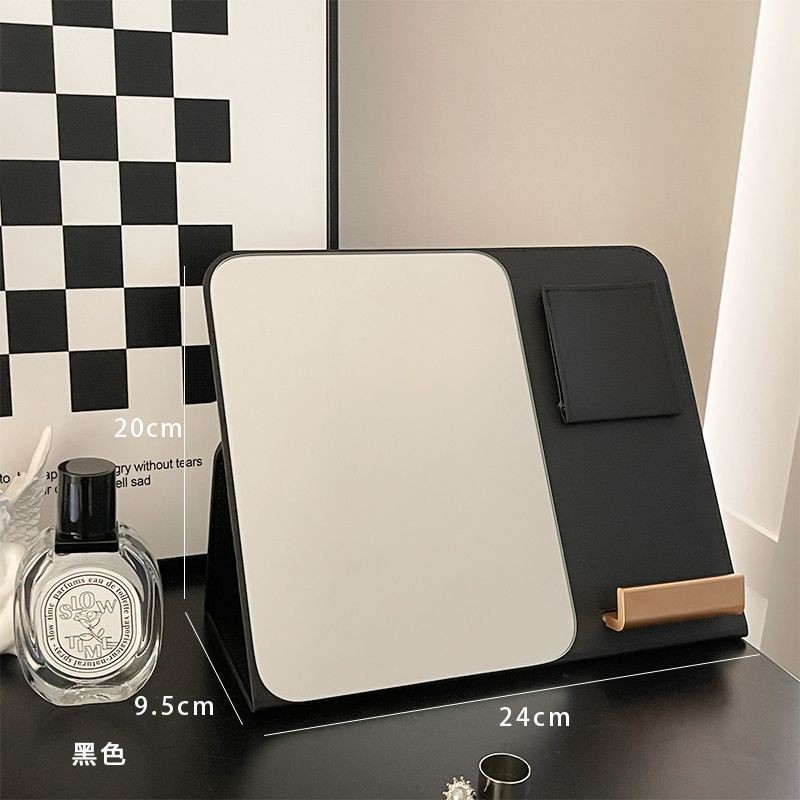 Desktop Mirror Manufacturer - Luxury Leather Personalized with Mobile Phone Stand