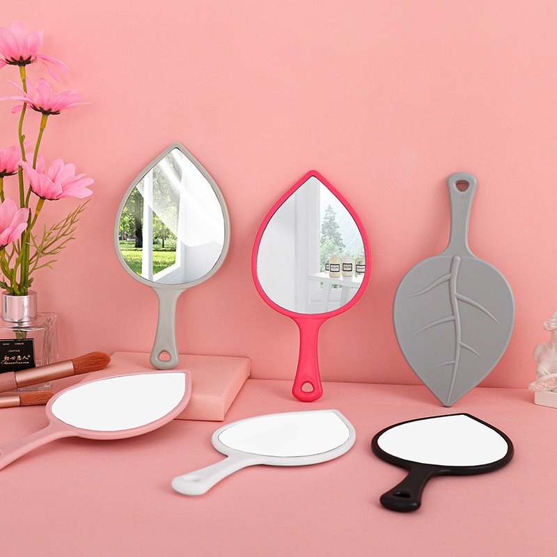 Handheld Mirror Manufacturer - Custom Logo Leaf Shape Portable Mini Pocket Travel