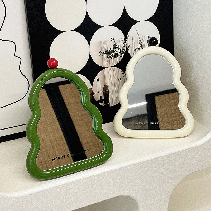 Desktop Mirror Supplier - Cute Cream Style Christmas Tree Plastic Wall Mount