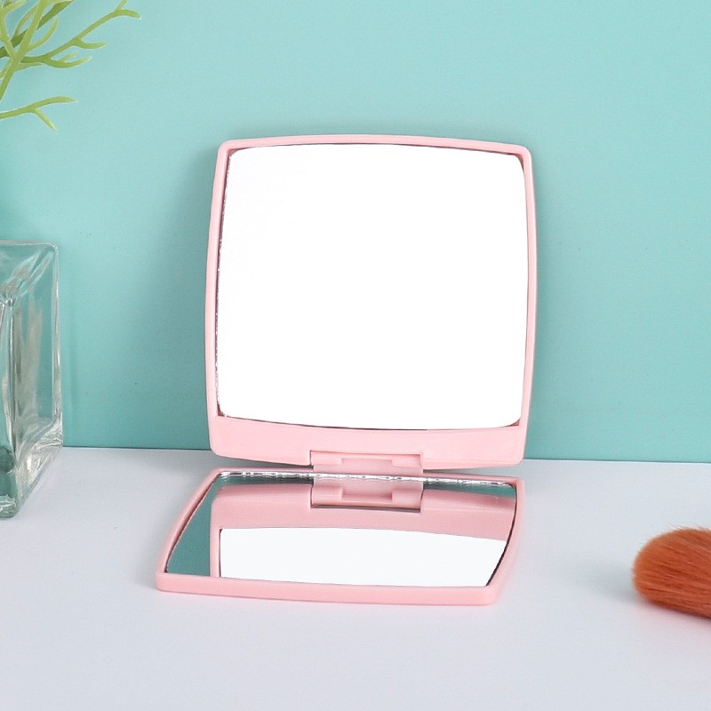 Pocket Cosmetic Mirror Supplier - Custom Logo Portable Mini ABS Plastic Square Travel