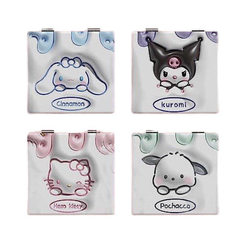 Mini Makeup Mirror Manufacturer - New PU 3D Cartoon Design Portable Double Sided Square