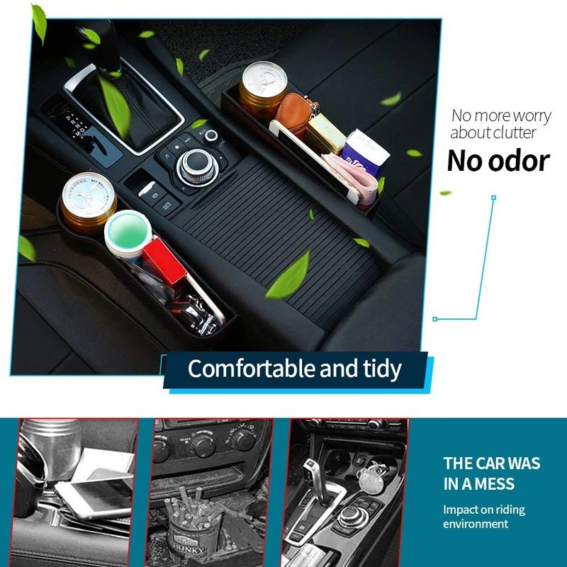 Car Organizer Factory - Cup Holder PU Leather Slit Box