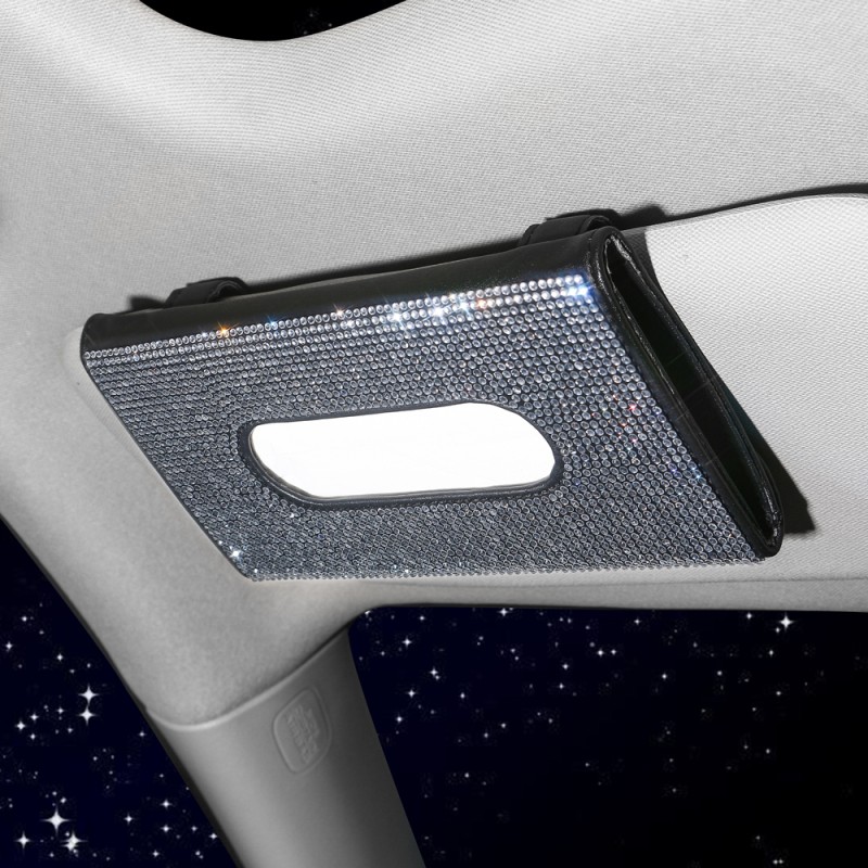 Sun Visor Tissue Box Manufacturer - Clear Bling Crystal