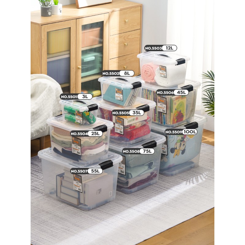 Stackable Storage Box Manufacturer - 45L Transparent with Lid