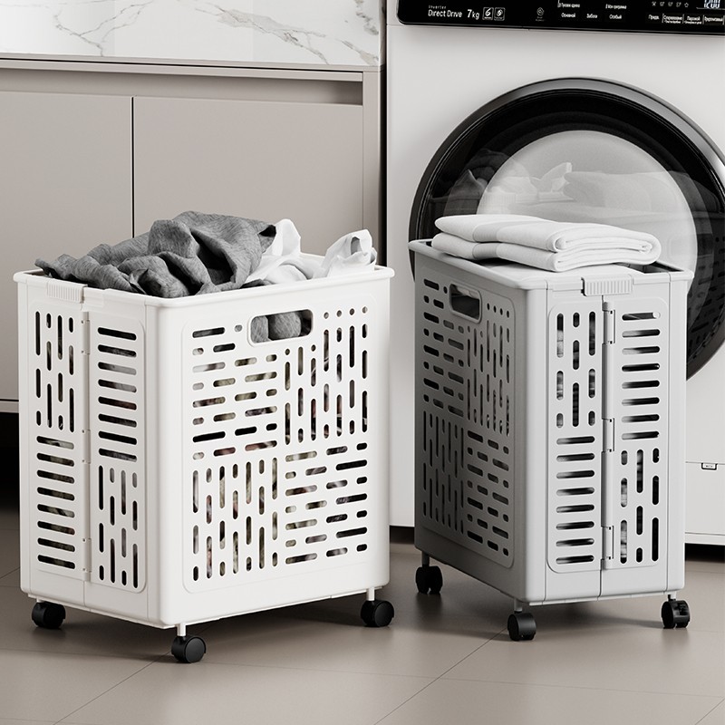 Laundry Basket Manufacturer - Medium Foldable Plastic with Wheels