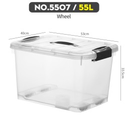 Clear Plastic Box Manufacturer - 55L Custom with Handle Wheel