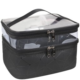 Makeup Storage Bag Manufacturer - Transparent Black 2-Layer