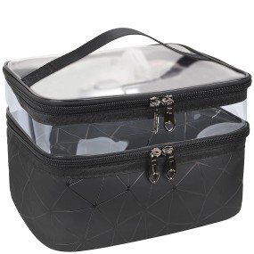 Makeup Storage Bag Manufacturer - Transparent Black 2-Layer