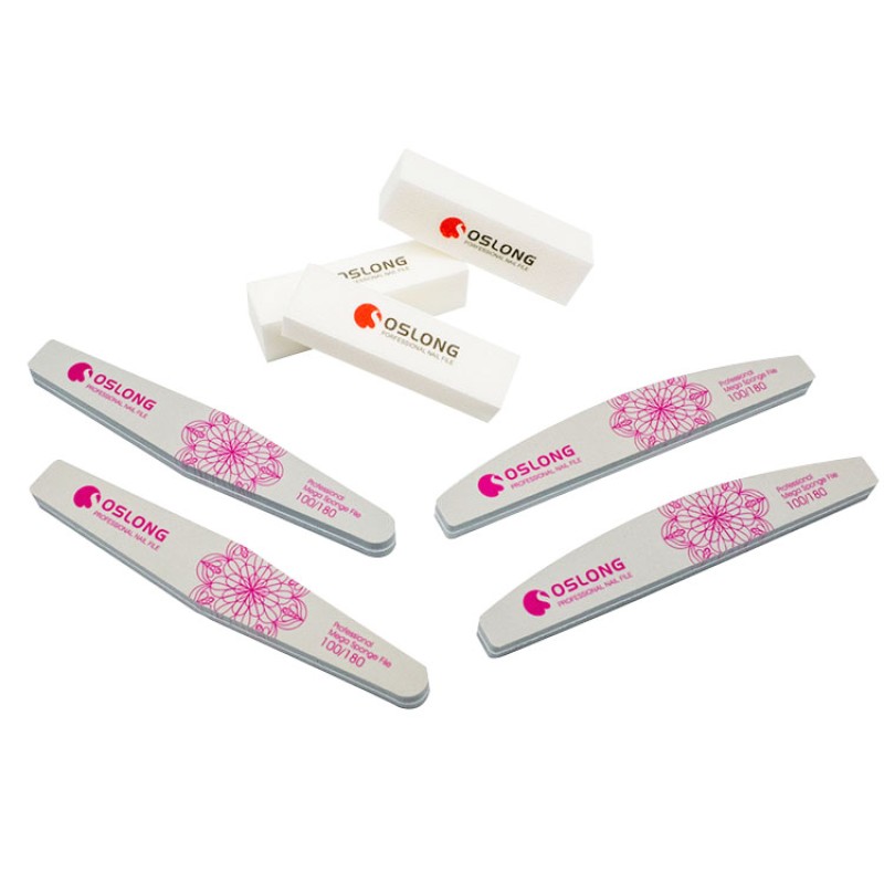 Sponge Nail File Manufacturer - Wholesale Pink Half Moon Double