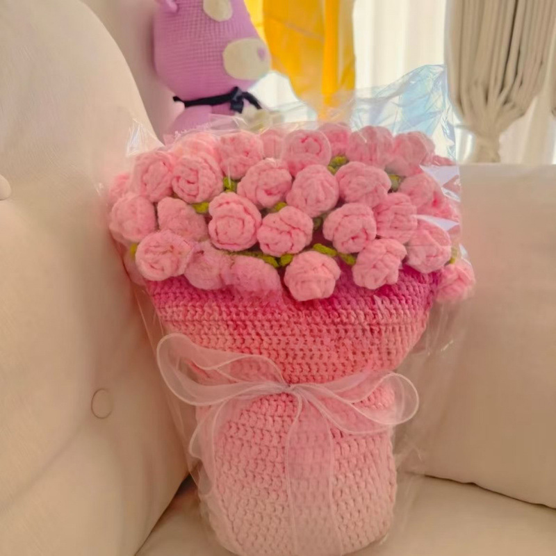 Rose Blanket Manufacturer - Super Soft Pink Gradient Hand-Knitted