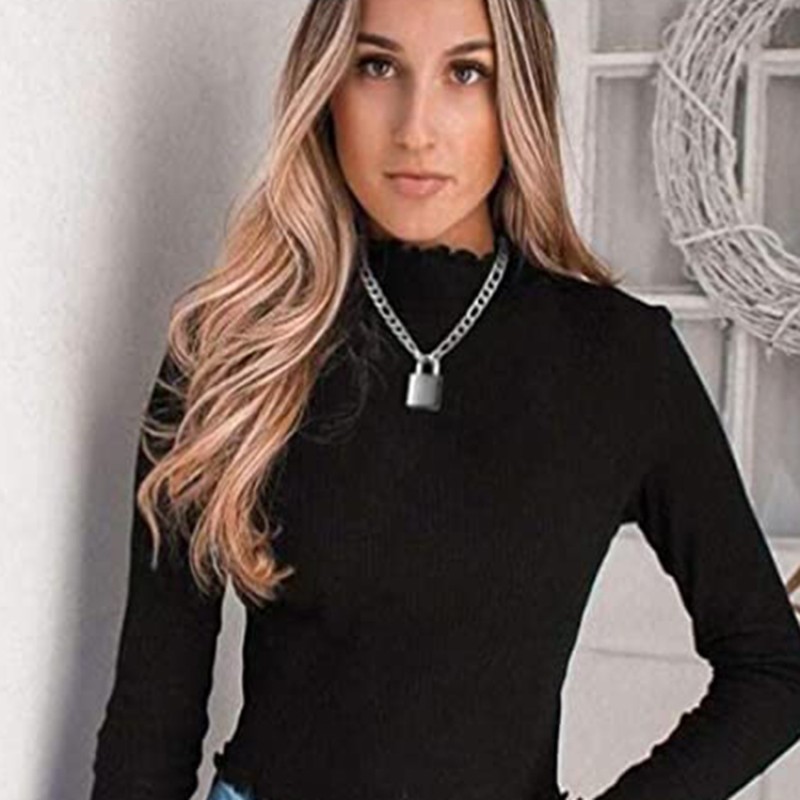 Choker Necklace Manufacturer - Stainless Steel Lock Silver Punk