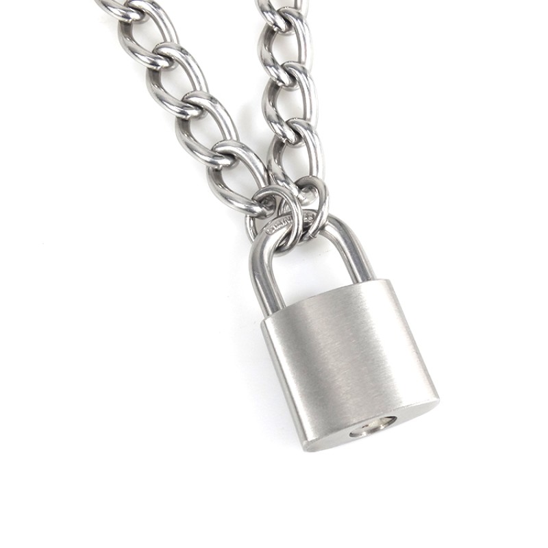 Choker Necklace Manufacturer - Stainless Steel Lock Silver Punk