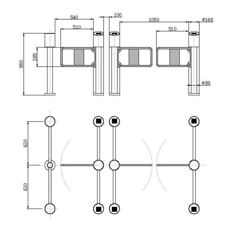 Cylindrical Turnstile Factory - Automatic Supermarket