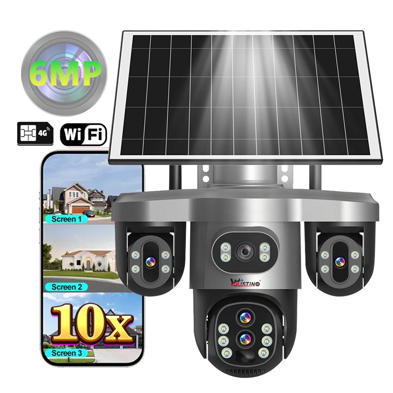 PTZ Solar Camera Manufacturer - 6MP 10X Zoom Three Lens