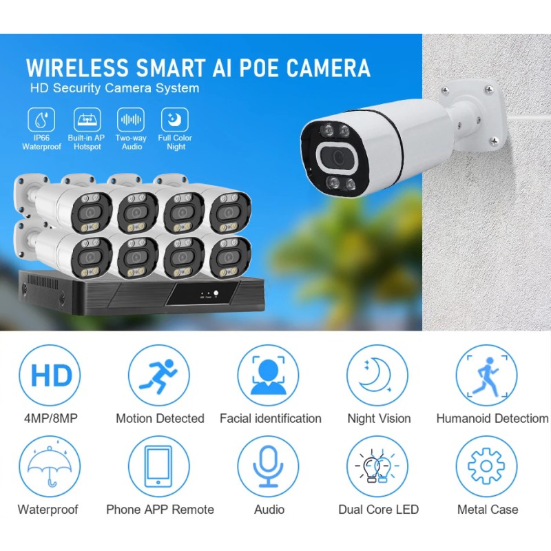 POE Camera Kit Manufacturer - 8MP Bullet Two Way Voice