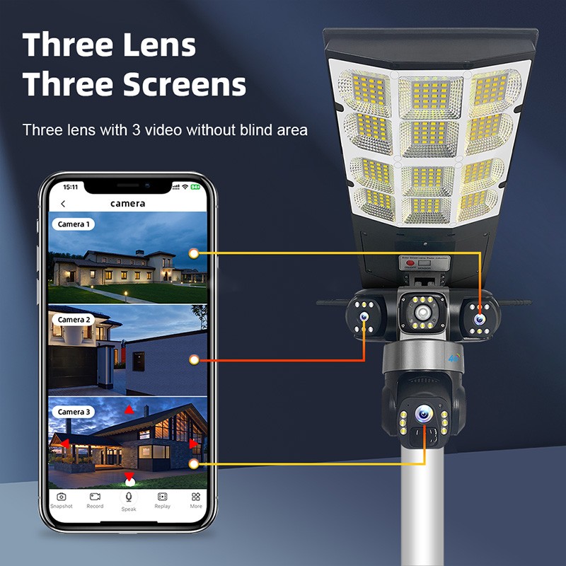Solar Street Light Camera Factory - 6MP 180W Light 3 Lens
