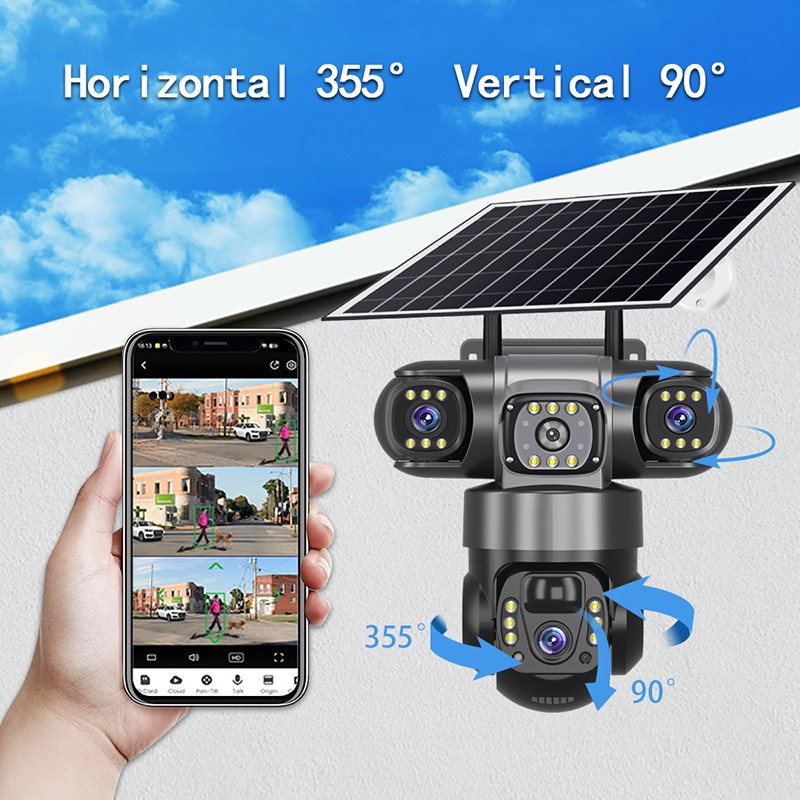 Solar Camera Factory - 9MP 4G Three Lens Voice Alarm