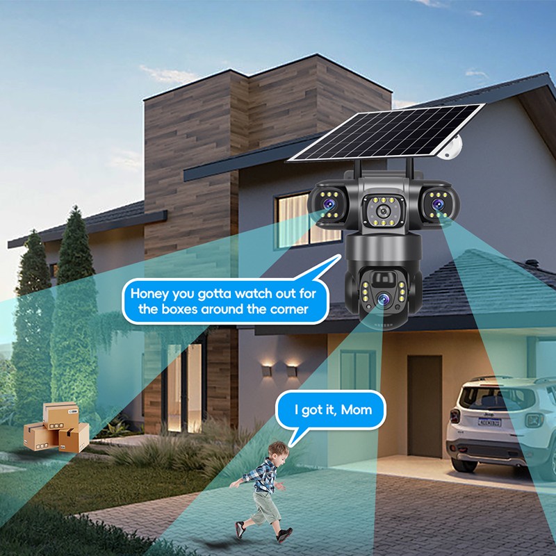 Solar Camera Factory - 9MP 4G Three Lens Voice Alarm
