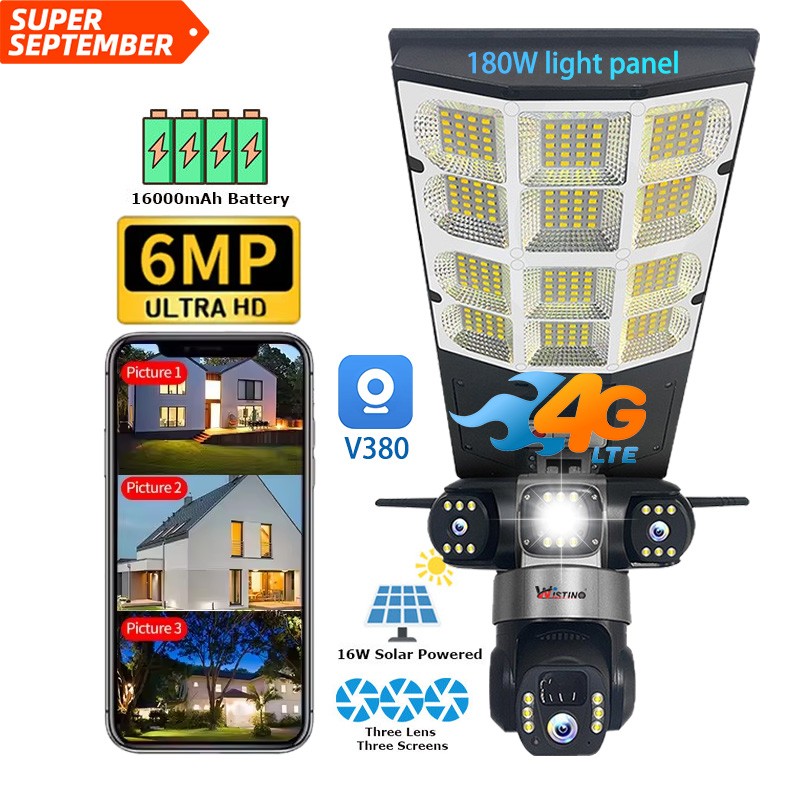 Solar Street Light Camera Factory - 6MP 180W Light 3 Lens