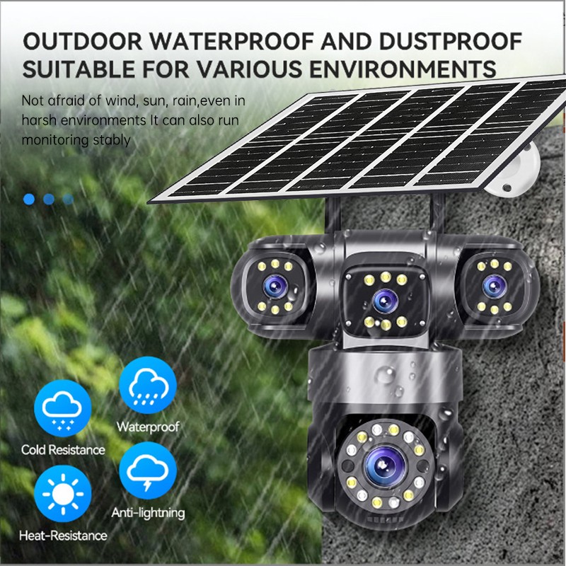 PTZ Solar Camera Factory - 4 Lens 4 Screen 24/7 Online