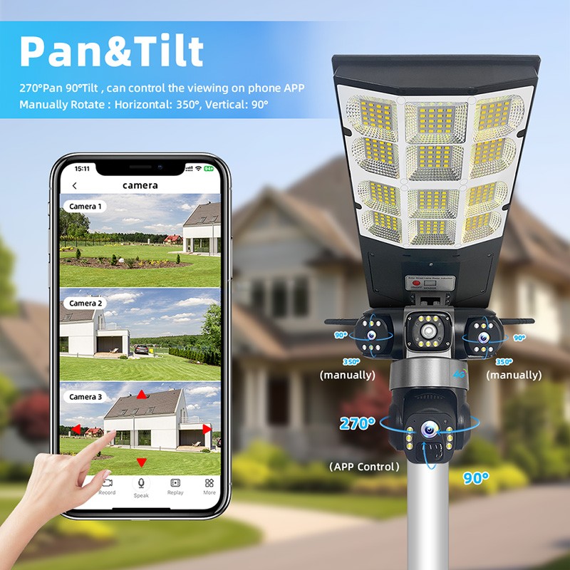 Solar Street Light Camera Factory - 6MP 180W Light 3 Lens
