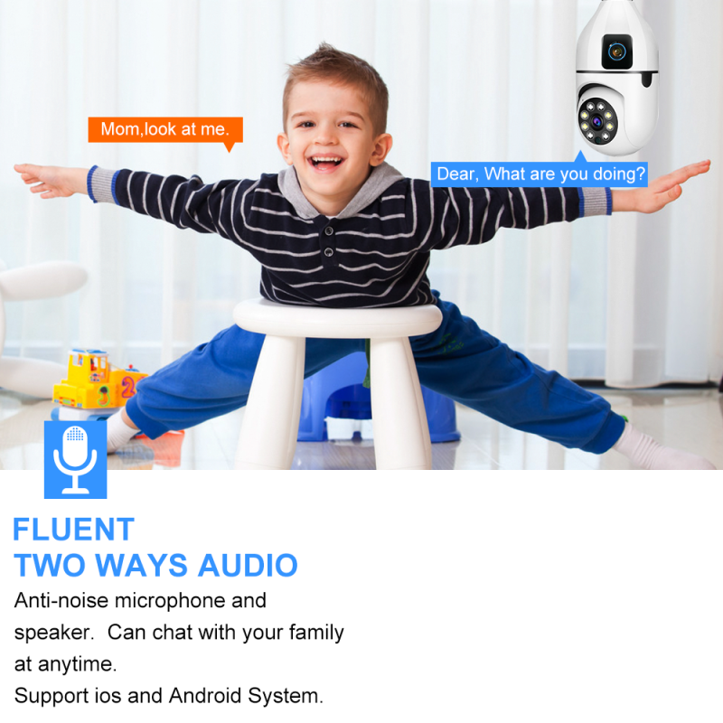 Dual Cam Bulb Factory - Motion Voice Alarm Two Way Audio
