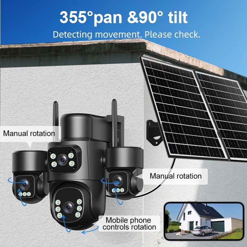 4G Solar Camera Supplier - Dual Panel 4 Lens Auto Tracking