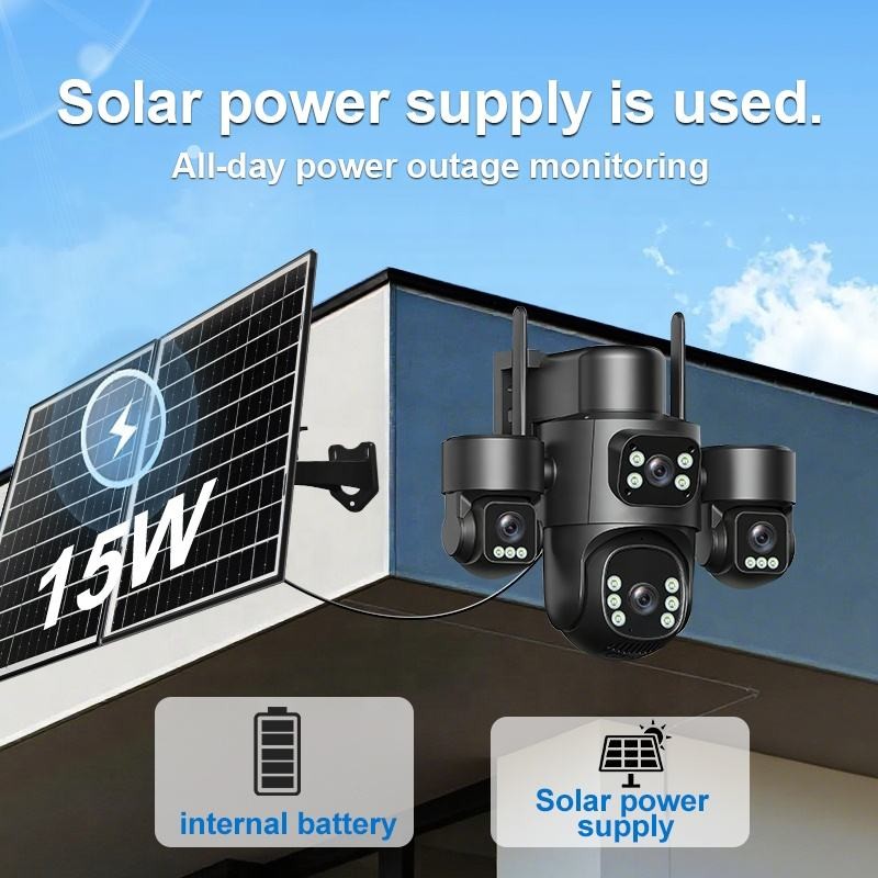 4G Solar Camera Supplier - Dual Panel 4 Lens Auto Tracking