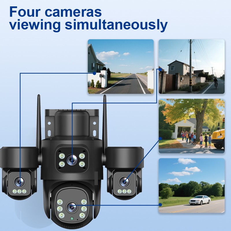 4G Solar Camera Supplier - Dual Panel 4 Lens Auto Tracking
