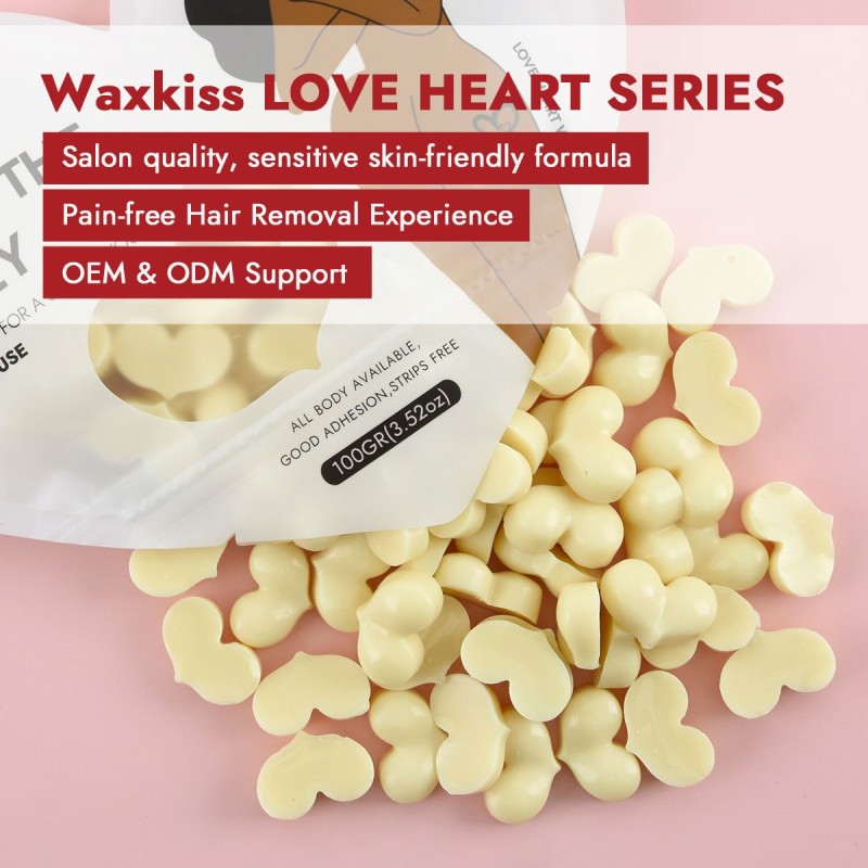 Wax Bean Supplier - WAXKISS Best Selling 100g Lavender Love Heart Painless
