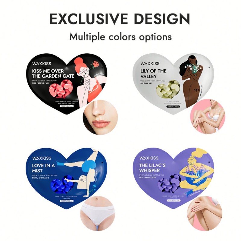 Wax Bean Supplier - WAXKISS Best Selling 100g Lavender Love Heart Painless