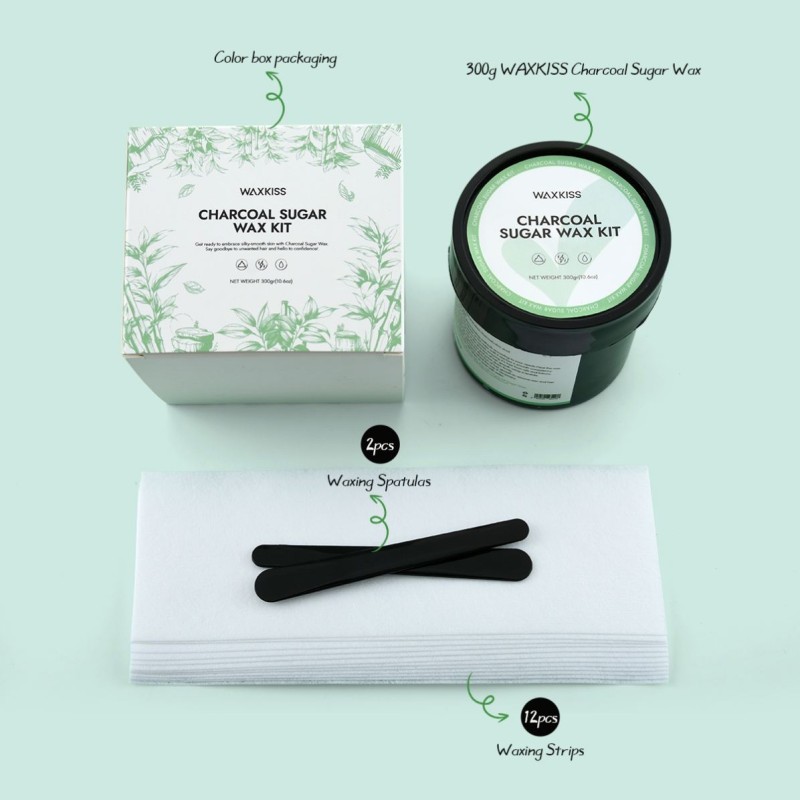 Charcoal Sugar Wax Kit Factory - Customize Flavors 300g for Face Bikini Lines