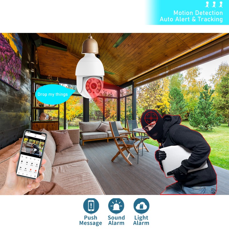 Bulb Camera Manufacturer - 3MP 2.4G WiFi Auto Tracking