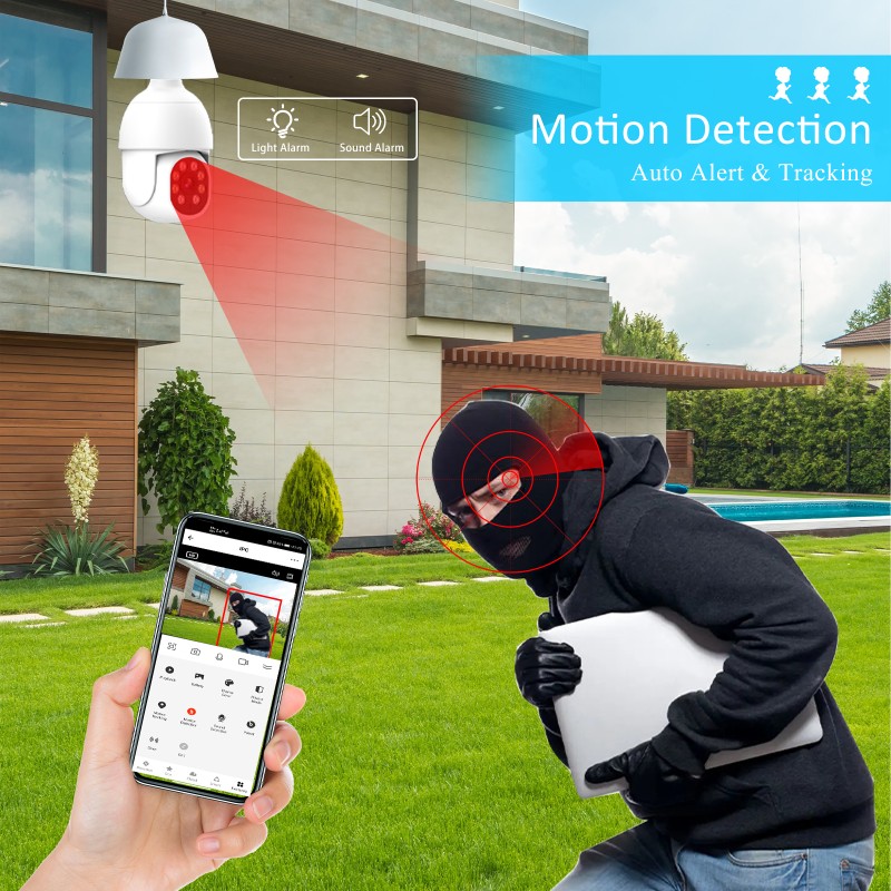 Lamp Camera Manufacturer - Tuya Wireless Pan Tilt Zoom