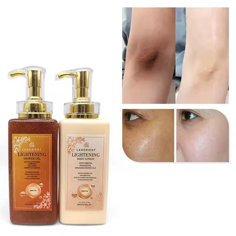 Private Label LANORIENT Organic Vitamin C Whitening Skin Care Set Lightening Spot Lightening Skin Tone Anti-aging Skin Care Set