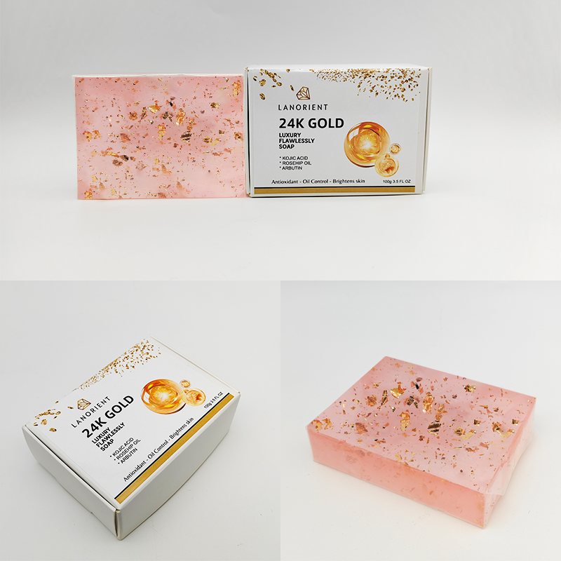 Private Label 24k Gold Organic Handmade Soap Vitamin C Skin Whitening Deep Cleaning Kojic Acid Glutathione Soap Bar