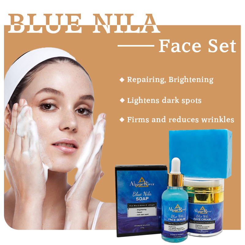 Low MOQ Custom Organic Vitamin C Skin Whitening and Exfoliating NILA Soap Facial Whitening Skin Care Set for Women