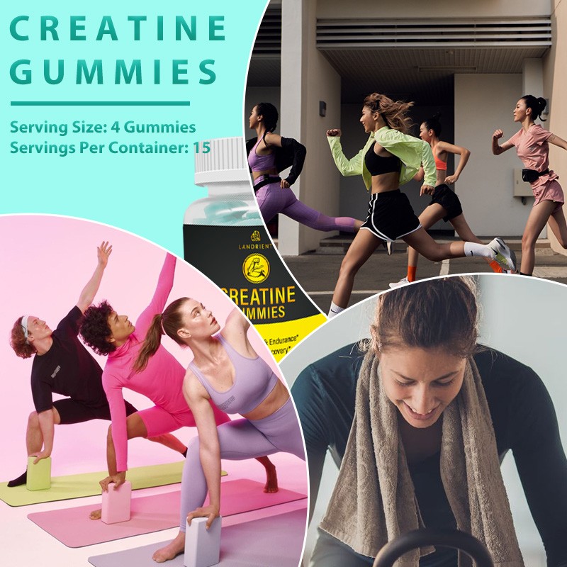 Custom Organic Vegan Muscle Growth Creatine Gummies Ability To Enhance Creatine Monohydrate Supplement Gummies For Adult