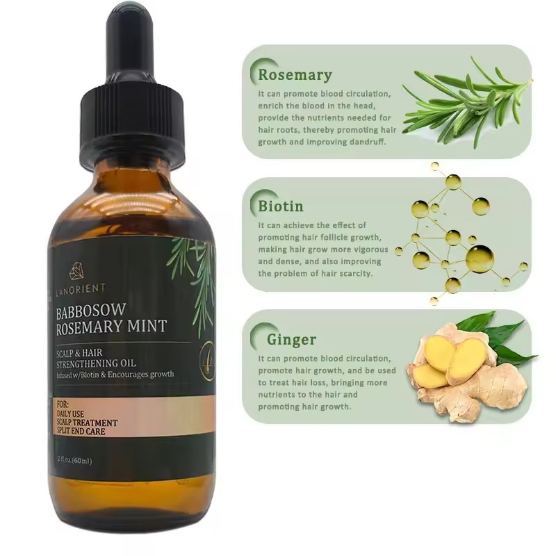 Private Label LANORIENT Organic Repair Hair Damage Improve Smoothness Promote Hair Growth Rosemary Oil