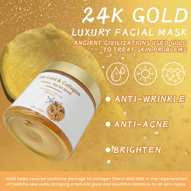 Wholesale Korean Beauty Skin Care Mask Skin Whitening, Moisturizing and Brightening 24k Gold Collagen Face Mask for Women