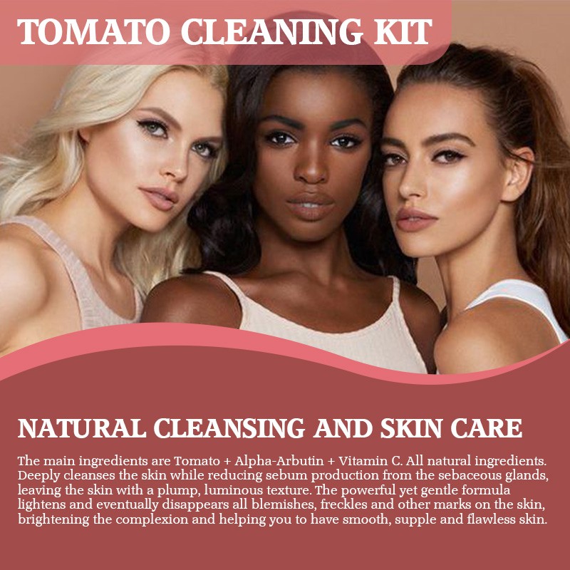 Private Label Natural Organic Vegan Vitamin C Arbutin Skin Whitening And Moisturizing Tomato Skin Care Set For Dark Skin