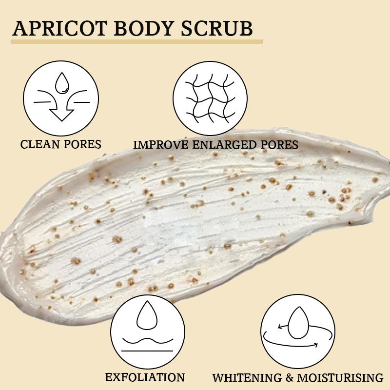 Private Label Body Scrub Natural Body Care Whitening Exfoliator Organic Deep Cleanse Apricot Body Scrub for Women