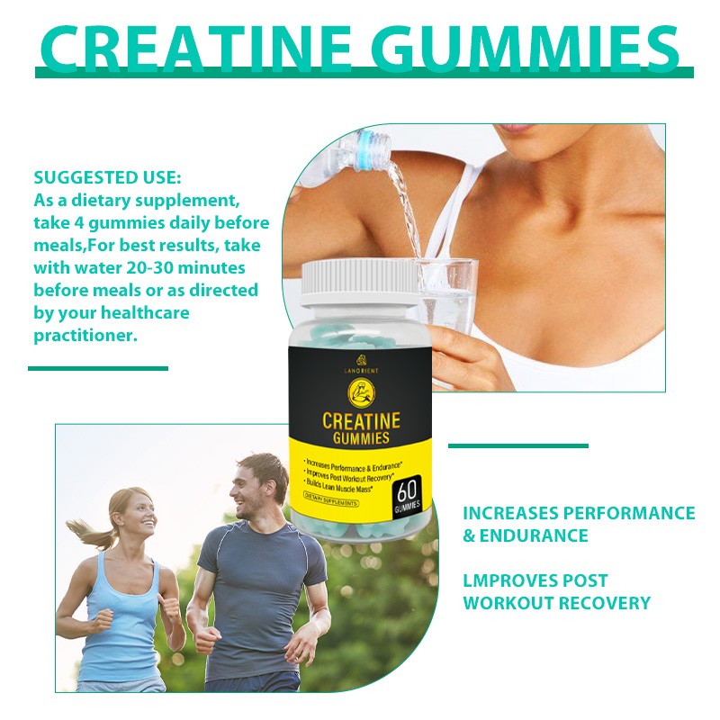 Custom Organic Vegan Muscle Growth Creatine Gummies Ability To Enhance Creatine Monohydrate Supplement Gummies For Adult