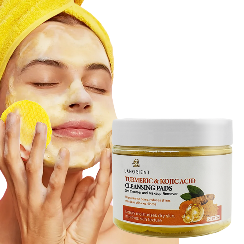 Tiktok Hot Sell Face and Body Skin Glow Whitening Kojic Acid Turmeric Cleaning Pads Can Be Used to Remove Makeup