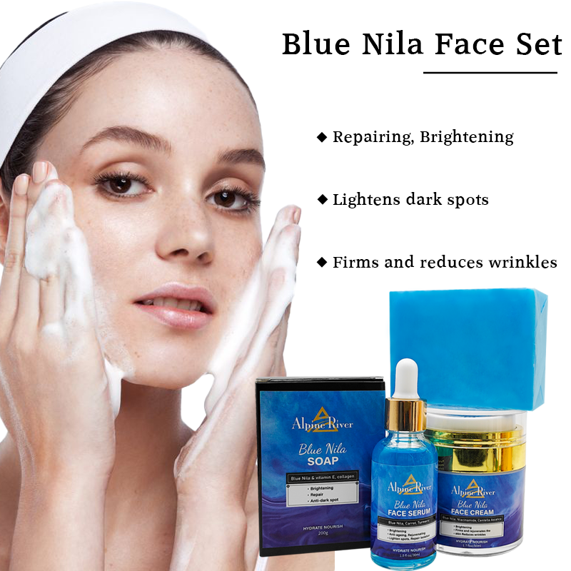 OEM Custom Logo Facial Skin Care Products Skin Whitening Cream Removing Dark Spots Serum Nila Soap Skin Care Set for Black Women
