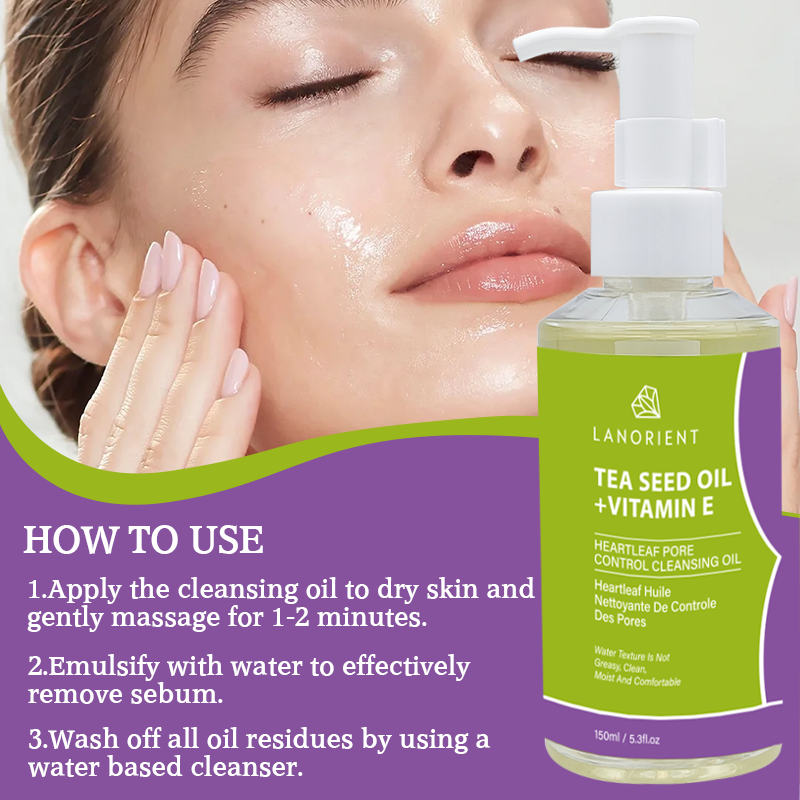 Private Label LANORIENT Korean Skin Care Products Organic Tea Seed Oil Facial Makeup Remover Cleansing Oil for Women
