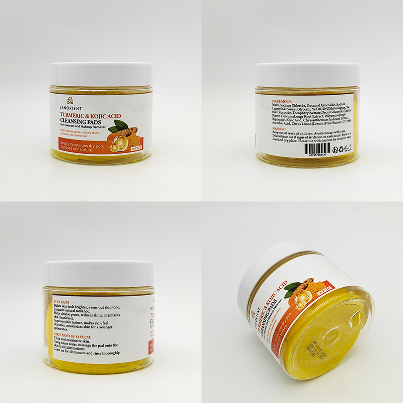 Tiktok Hot Sell Face and Body Skin Glow Whitening Kojic Acid Turmeric Cleaning Pads Can Be Used to Remove Makeup