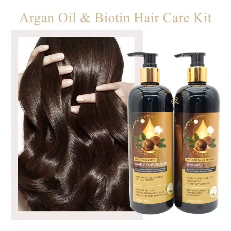 Private Label Biotin Hair Organic Argan Protein Care Sulfate Free Hair-Loss Prevention, Refreshing, Shampoo and Conditioner