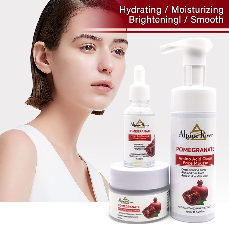 OEM High Quality Pomegranate Organic Vitamin C Whitening Skin Care Body Set Organic Fruit Red Pomegranate Firming Whitening Set